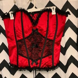 Torrid Red & Black Lace Bustier Corset